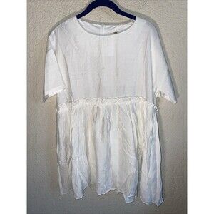 Pursue Linen Baby Doll White tier Shirt Blouse Boho Lagen cottage Prairie wide